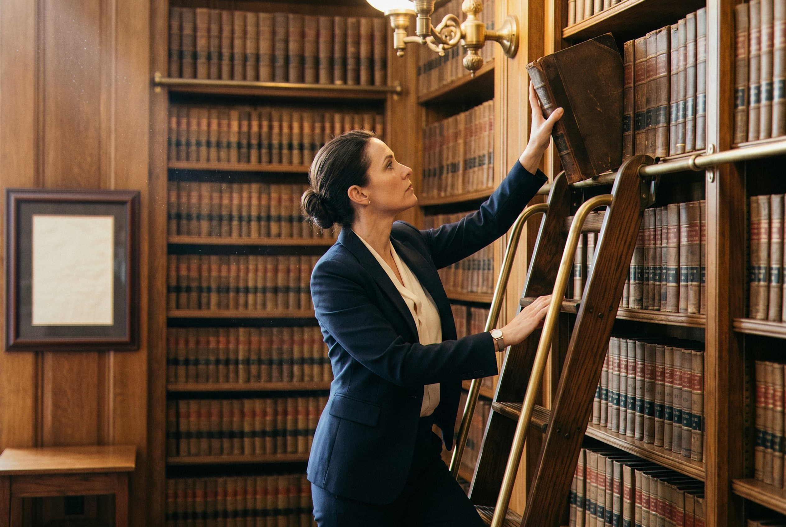 Attorney researching felony law library records